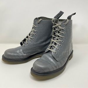 Dr Martens Pascal Croc Gray Leather UK 7 Combat US 8 Men 9 Women